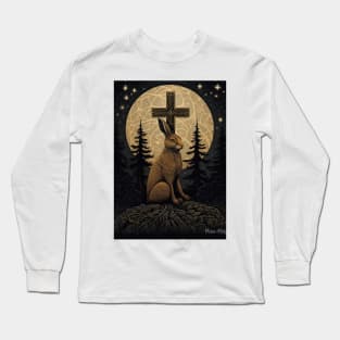 Hare, Pagan Hare, Pagan Art, Moon, Animal, Long Sleeve T-Shirt